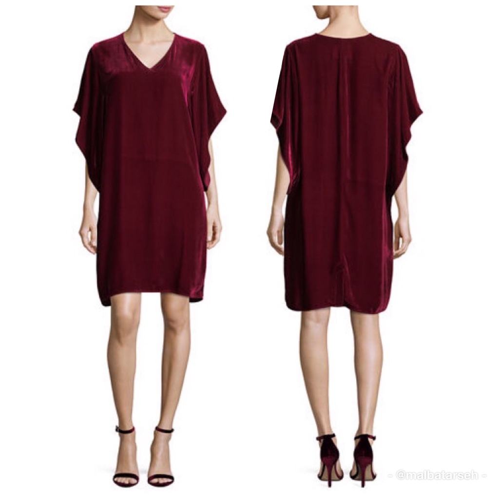 Eileen Fisher Easy Velvet Kimono-Sleeve Dress Size Small